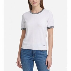 NWOT 54163 Calvin Klein Cotton Slim T-Shirt in white